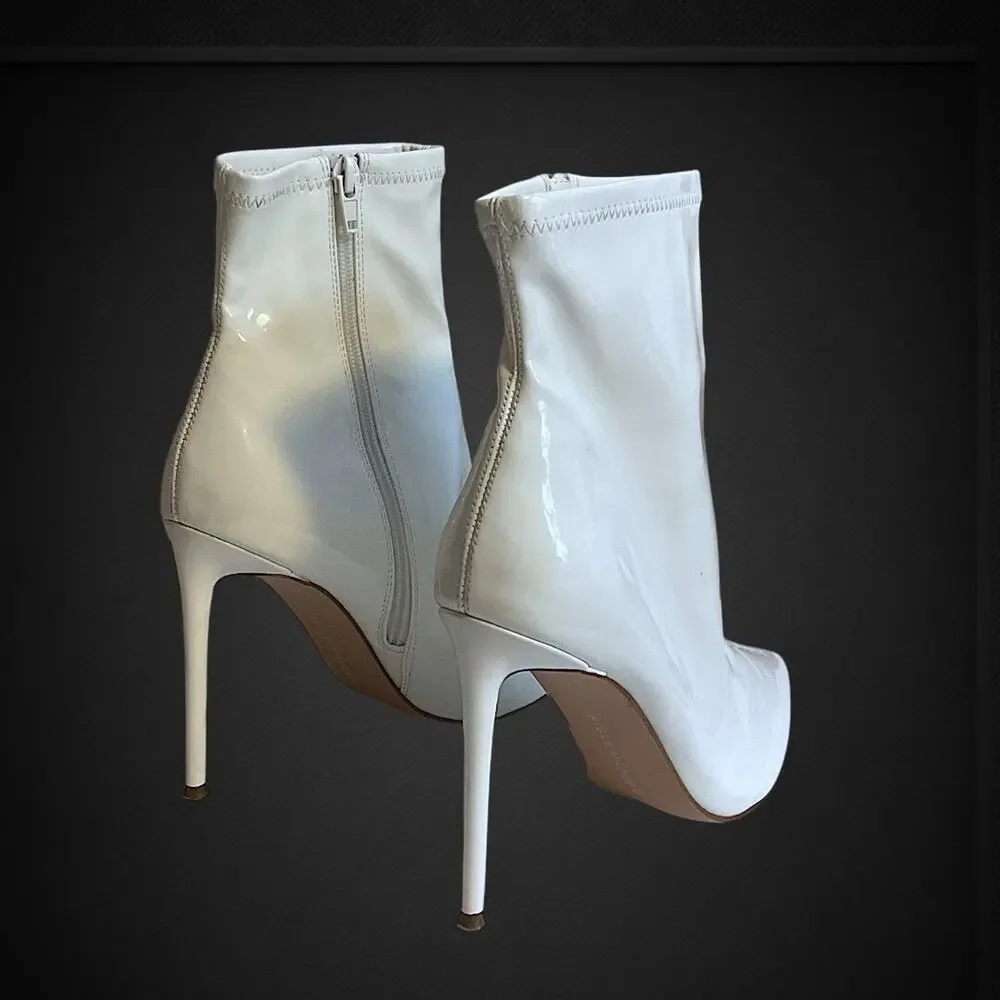 Steve Madden Women’s SZ‎ 7.5M White Patent Stiletto High Heels Side Zip